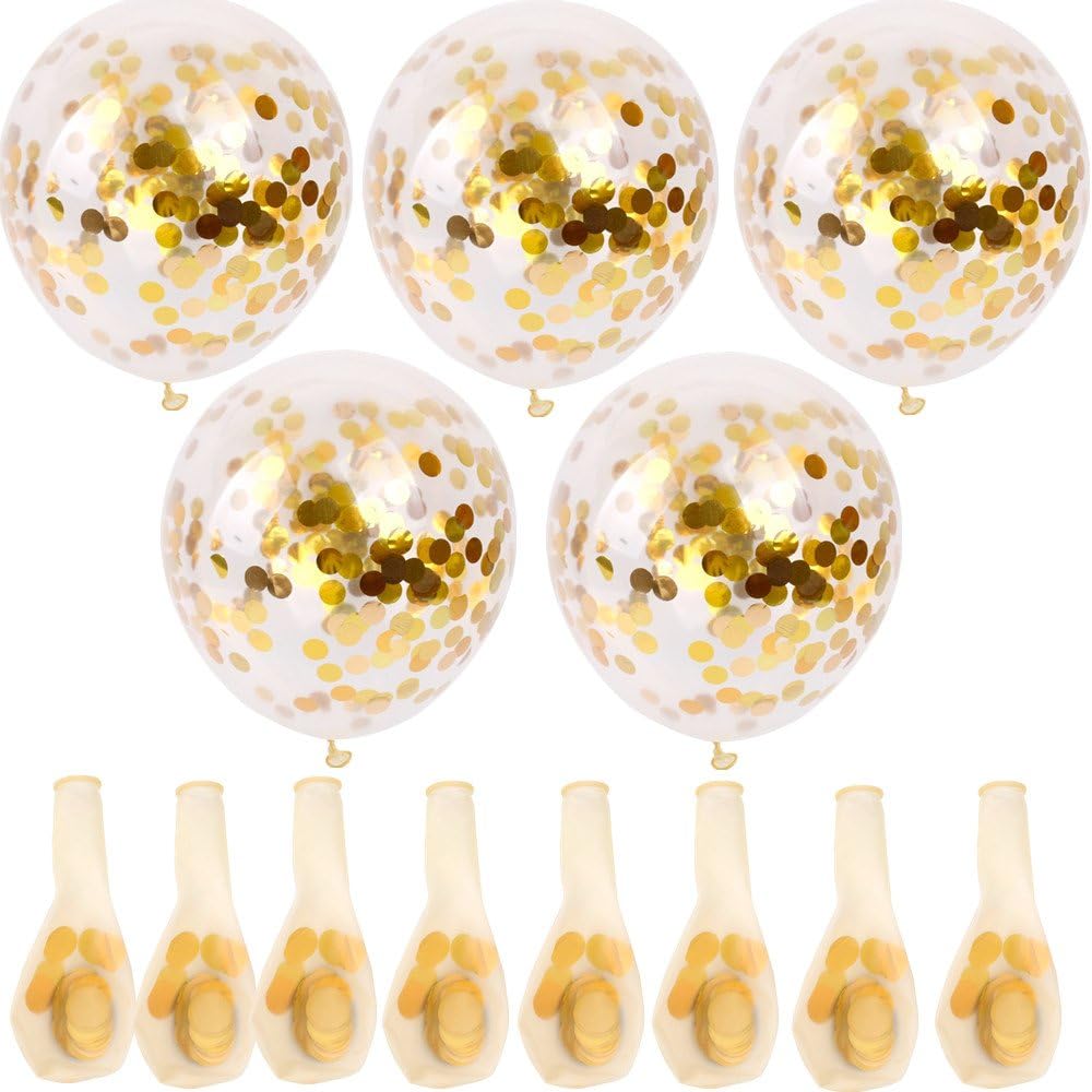 Gold Confetti Balloons 20 Pieces, 12 Inches Party Balloons With Golden Paper Confetti Dots For Party Decorations Wedding Decorations And Proposal (Gold)