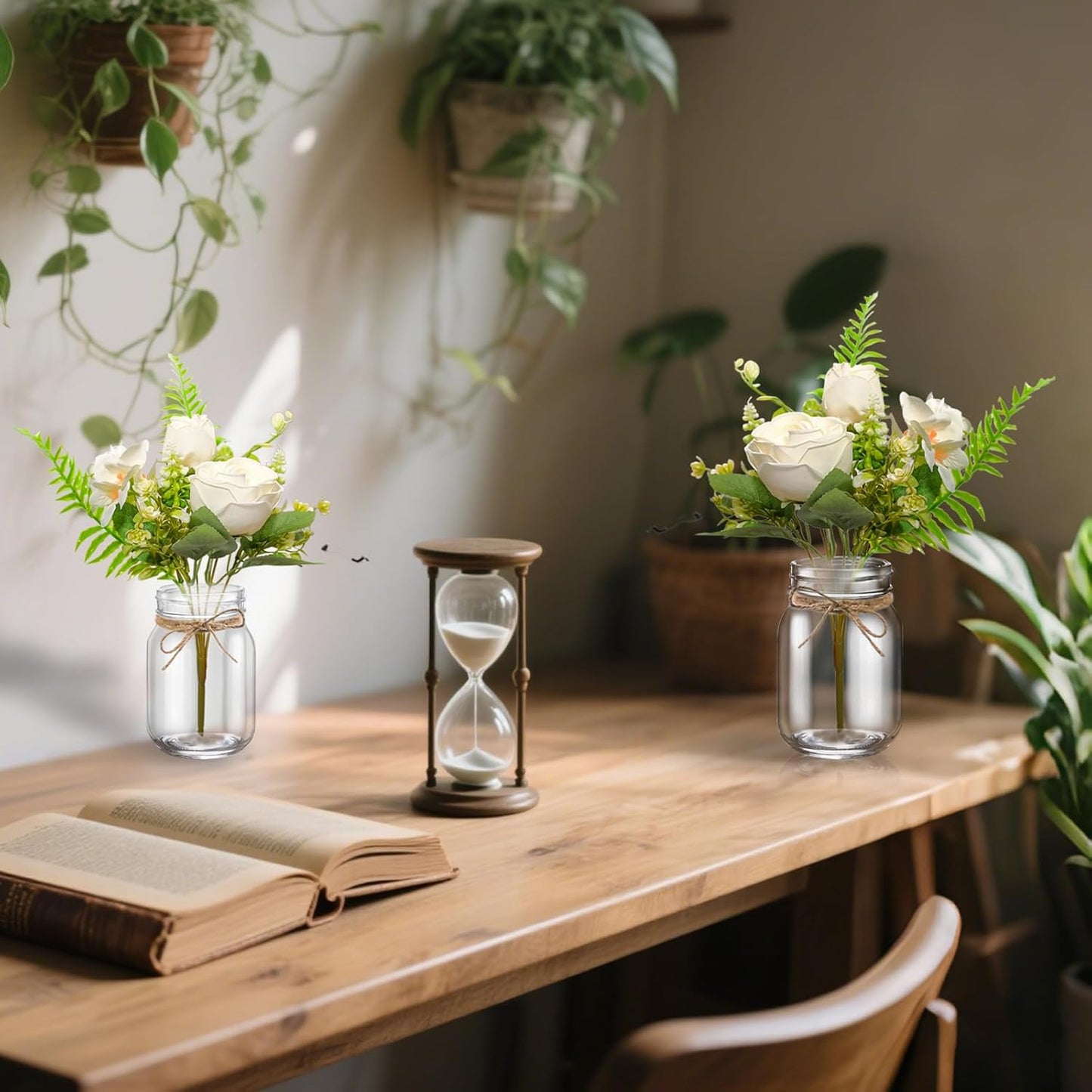 12 Pcs Mason Jar Table Centerpiece Floral Table Centerpiece Vases with Flower for Wedding Reception Party Decor