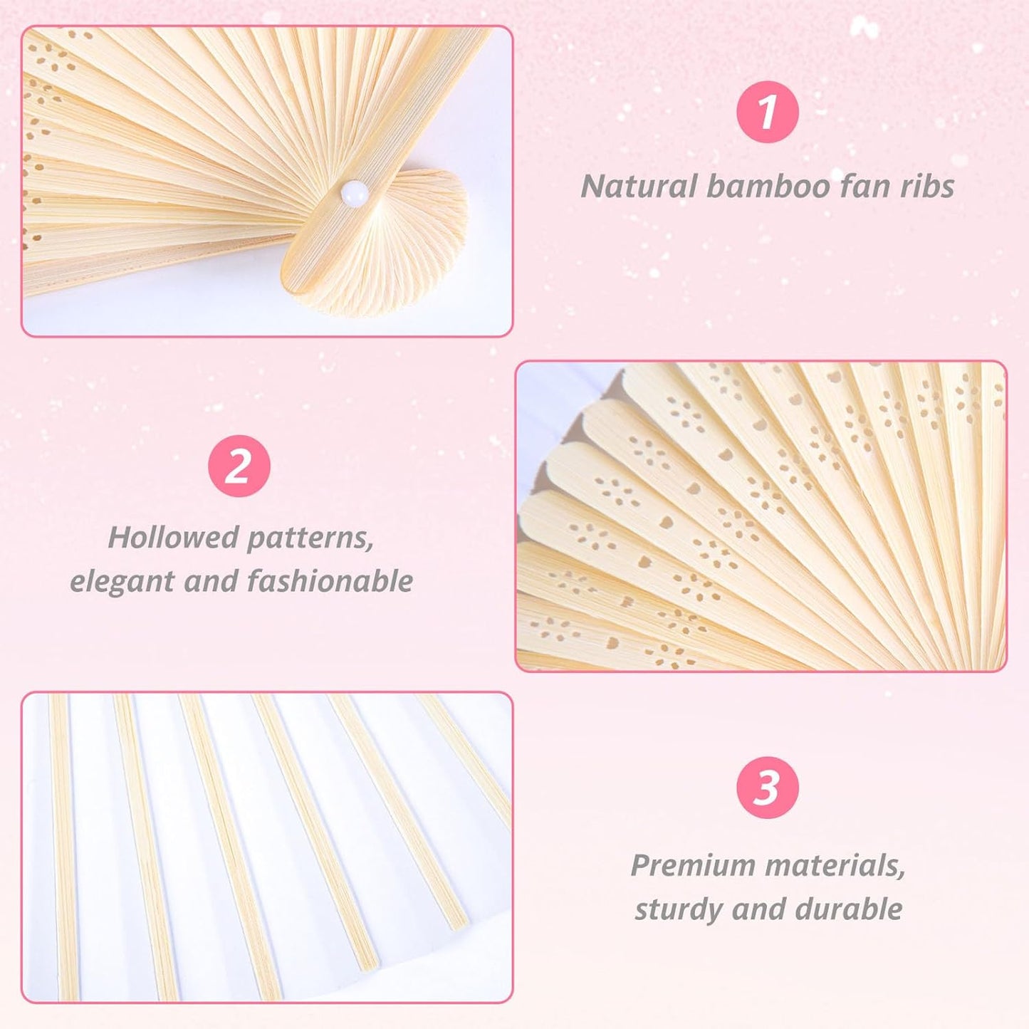 DomeStar 15 Pcs White Paper Fans Handheld – 8.3 Inch Foldable Hand Fan, Folding Fans Handheld for Women, Paper Fan for Wedding Guests, Bridal & Baby Shower Favors, Party Decorations