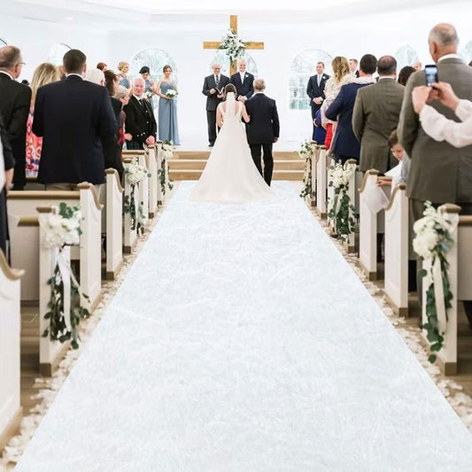 MODFUNS White Aisle Runner for Wedding Ceremony 4FTx25FT Velvet Fabric Runway Rug Wedding Runner Aisle Indoor Outdoor Carpet for Party Runners Carpet with Carpet Tapes Birthday Anniversary Runners