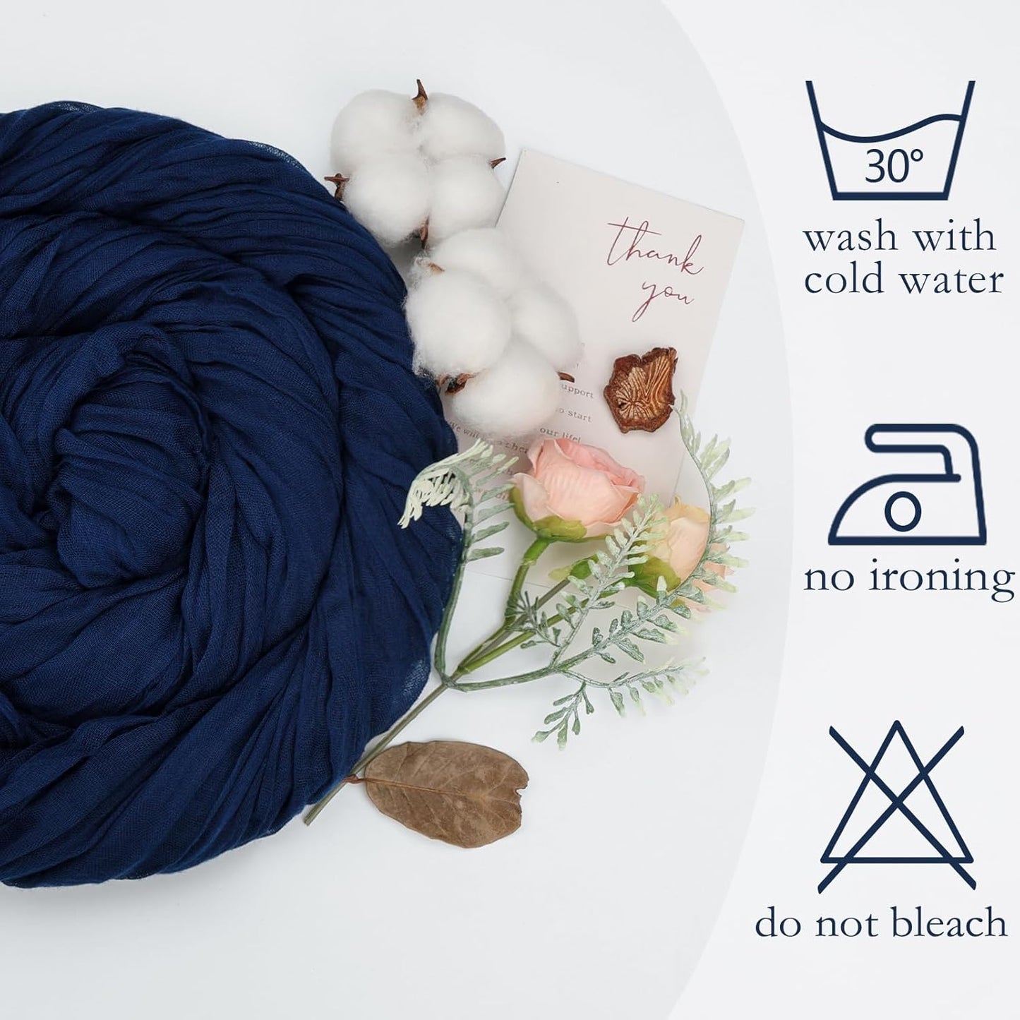 12 Pack Navy Blue Cheesecloth Table Runner 10ft Boho Gauze Fabric Cheese Cloth Table Runner 35 x 120 Inch Rustic Sheer Runner for Romantic Wedding Decor Baby Shower Party Table Centerpiece Decoration