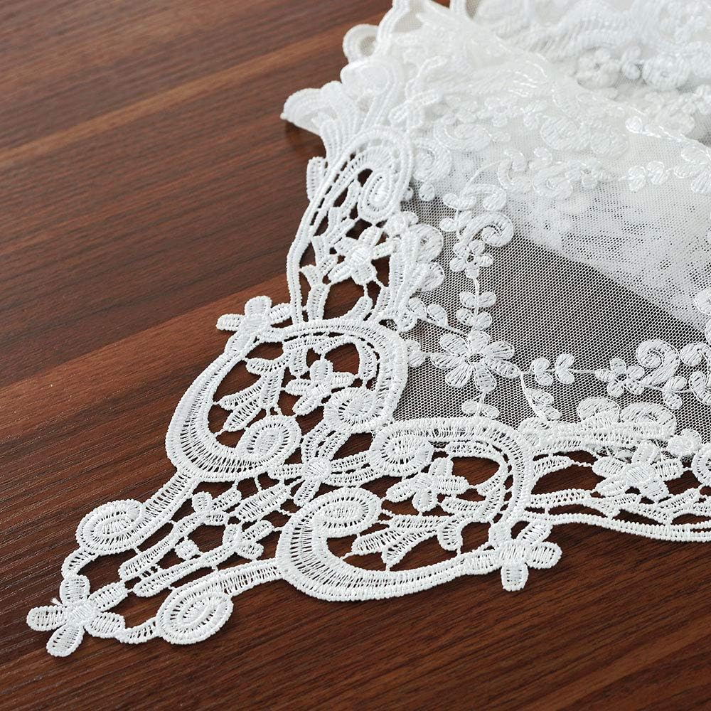 ARTABLE Rectangle Table Runner Lace Macrame Embroidered Table Runners with Exquisite Vintage Shabby Chic for Holiday Wedding Long Dinner Tables (White, 12 x 36 Inch)