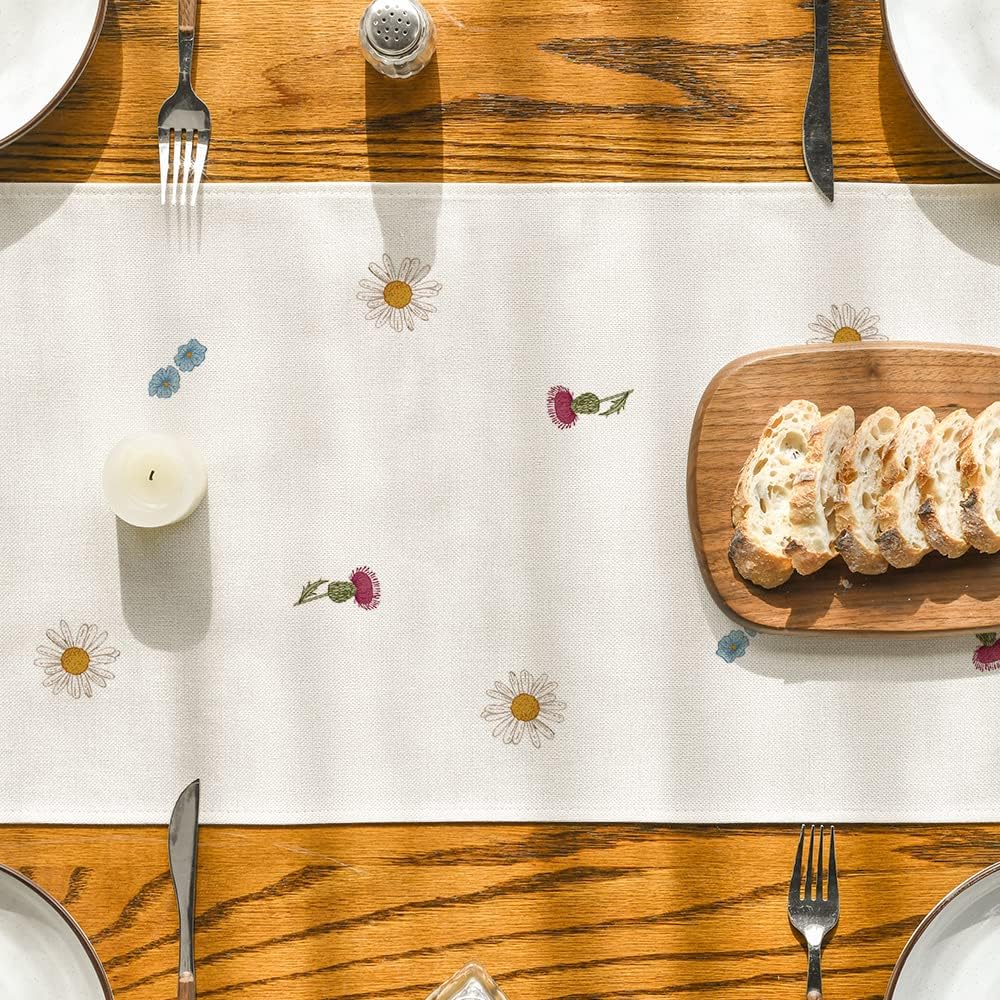 Artoid Mode Antique Herbs and Wild Flowers Summer Table Runner, Spring Fall Kitchen Dining Table Decoration for Home Party 13x120 Inch