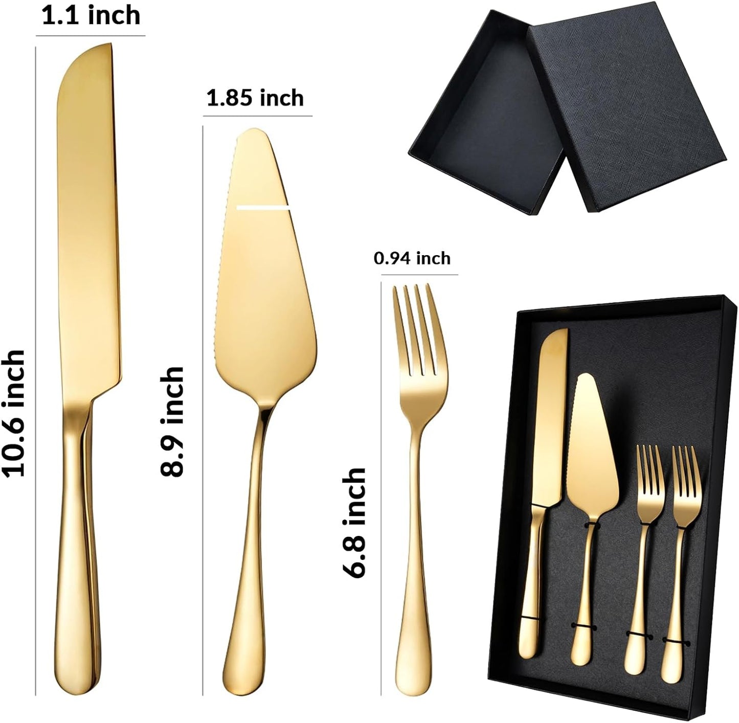 Personalized Wedding Cake Knife and Server Set, Custom Gold/Silver Cake Cutting Set for Wedding, 4 Pieces Set with Forks for Engagements, Anniversaries, Bride and Groom (Silver)