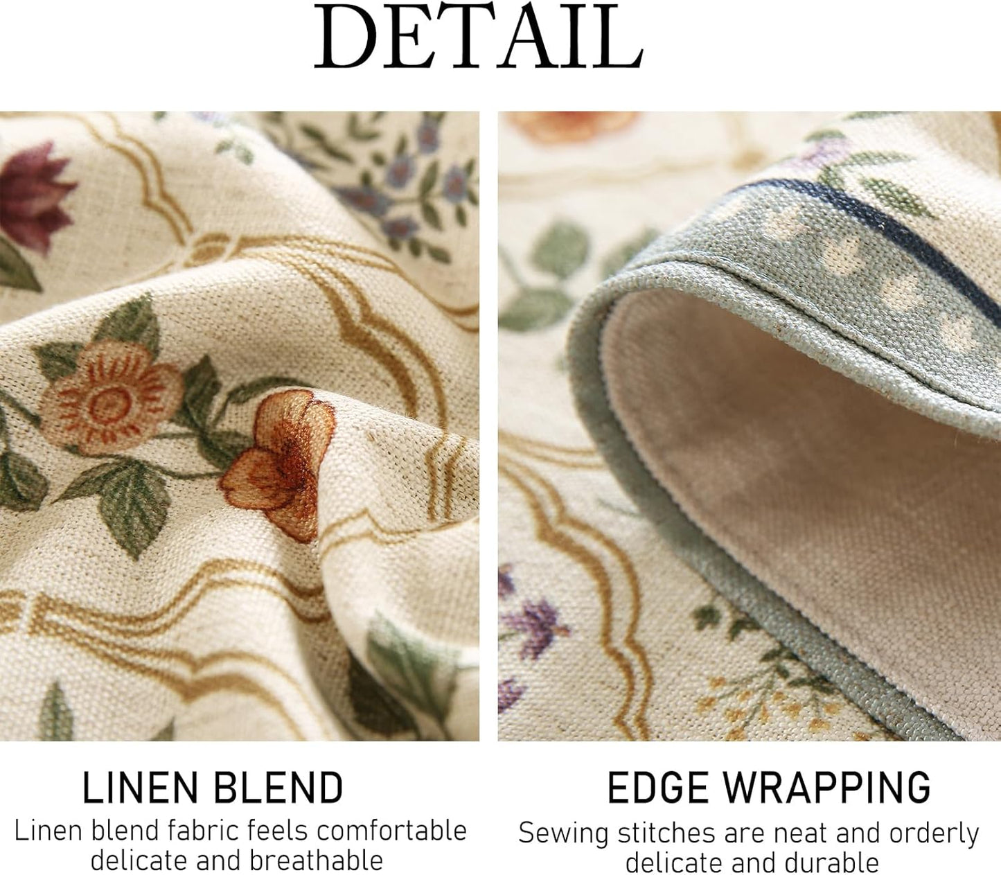 ISAENNE Designer Vintage Elegant Linen Table Runner 87 Inches Long,Colorful Wildflower Pattern Runner,Decor Table Runners for Dining Tables,Thanksgiving,Christmas,Banquet,12"*87"-Serenity B