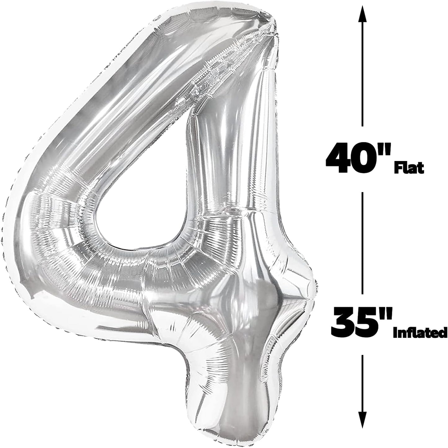 40 Inch Silver Large Number 24 Birthday Balloon, Giant Number 24 42 Balloons, Foil Mylar Big Balloons for Anniversary Graduation Supplies Decorations
