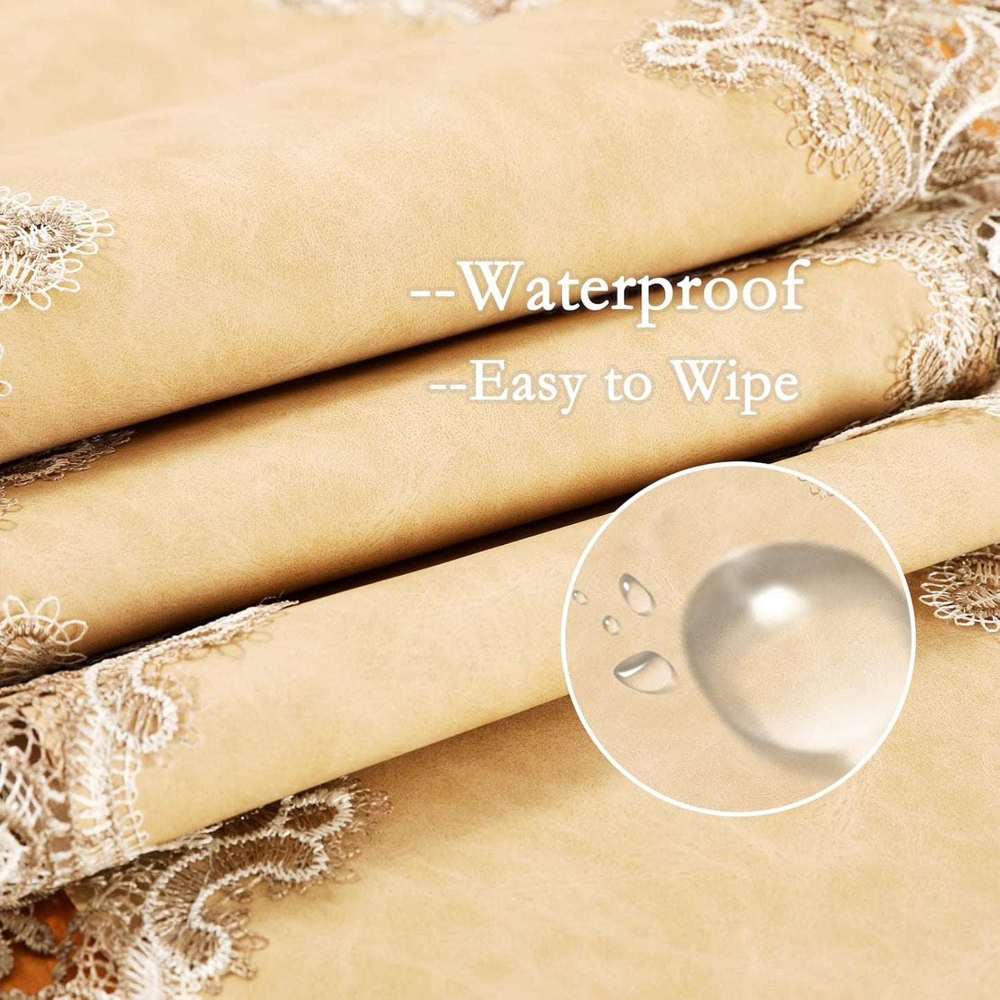 Vintage Lace Dining Table Runner, Small Macrame Coffee Table Runners 48 inches Long for Kitchen Home Christmas Party Decorations (16x48 inch, Beige)