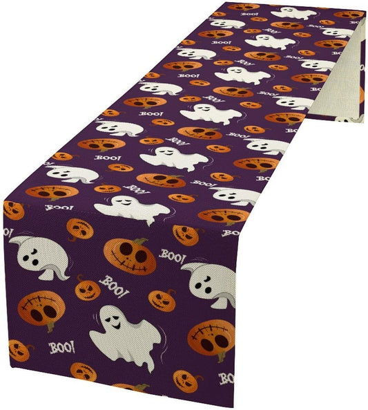 Halloween Table Runner,Ghost Pumpkin Halloween Table Runner for Kitchen Dining Table Decoration Home Party Decor 13x36 Inch