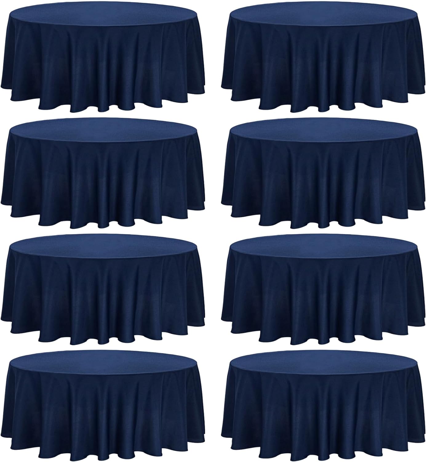 8 Pack Premium Round Tablecloth 120 Inch Round Table Covers Washable Polyester Fabric Round Table Clothes for Wedding Party Reception Banquet Buffet Restaurant (Navy Blue, 120 Inch)