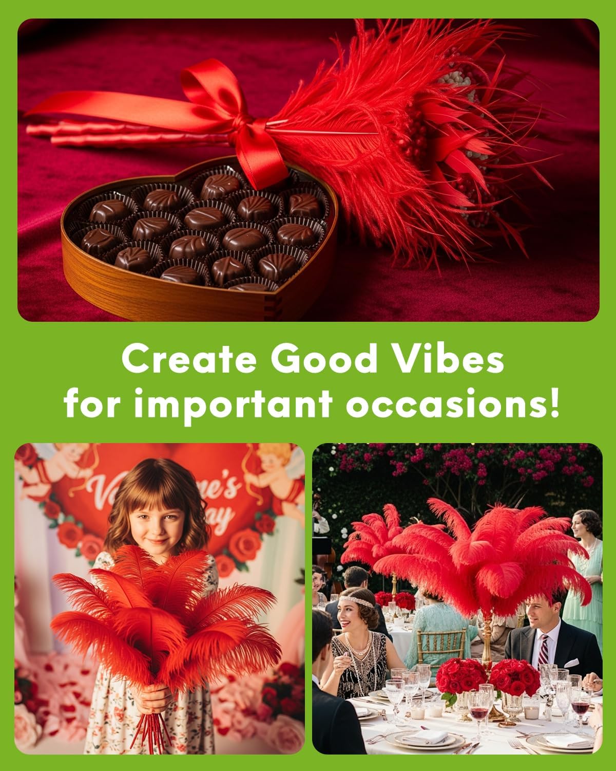 NEWONG 30pcs red Ostrich Feathers Natural Bulk 8-10inch(20-25cm) Vase Craft Wedding Home Party Centerpieces Christmas Day Decoration