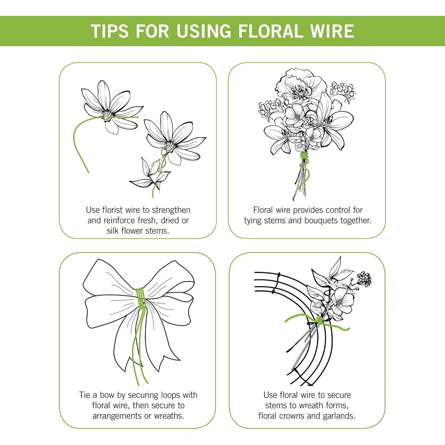 FloraCraft 23 Gauge Floral Wire 0.5 Pound Spool Green