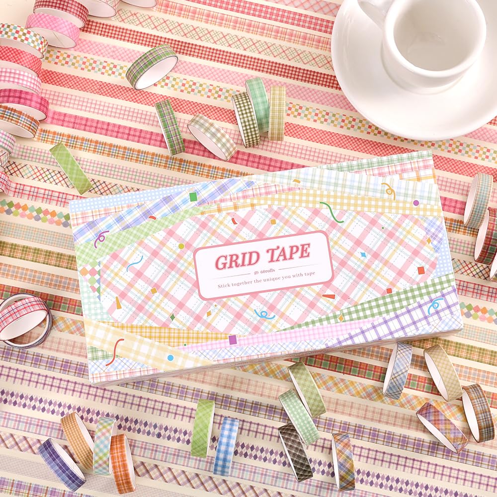 60 Rolls Cross line Theme Washi Tape Set, Writable Decorative Tapes for Scrapbooking, Bible Journaling, Bullet Journaling, 0.39"x79" per Roll