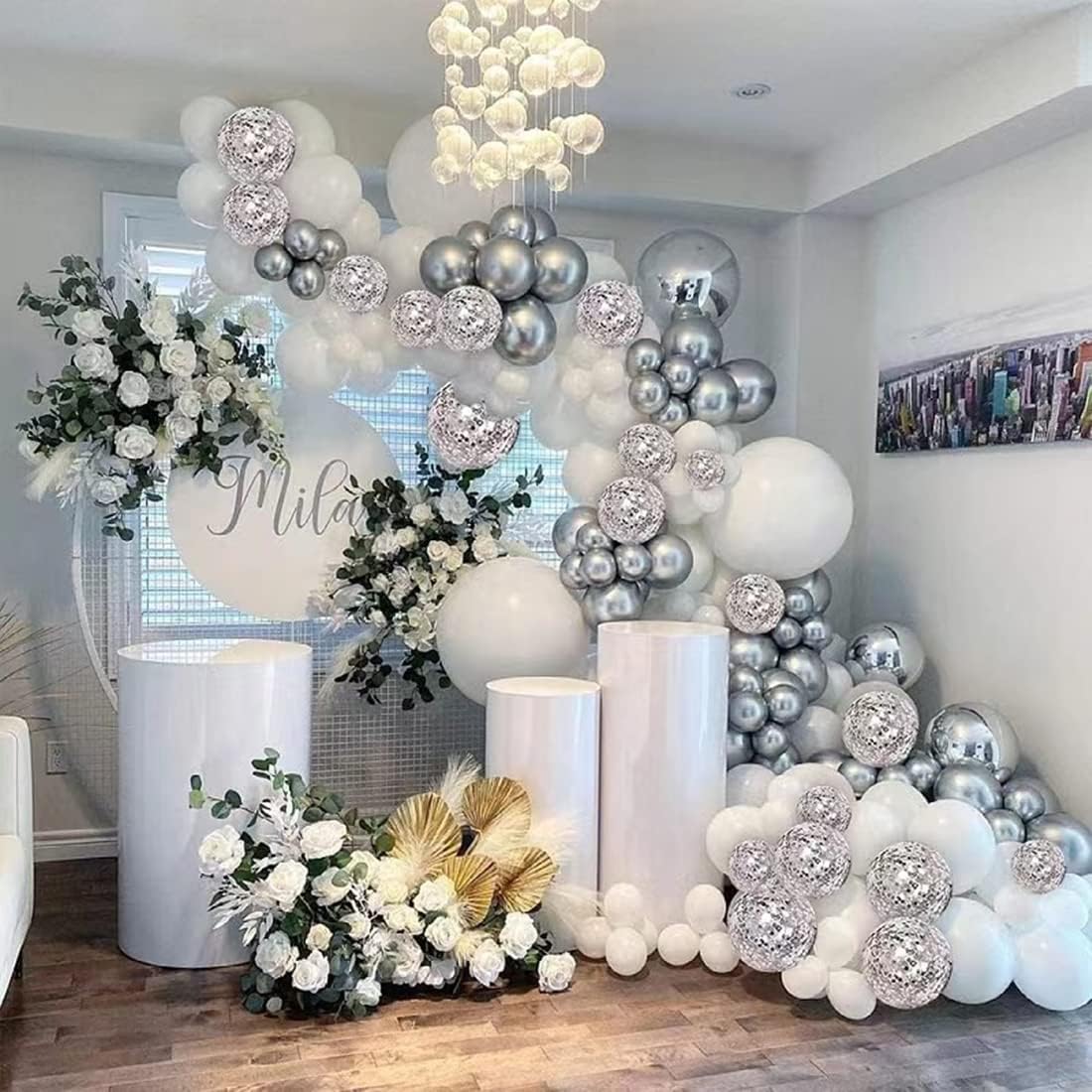 Silver Party Balloons 100pcs 12inch Chrome Metallic Silver Helium Balloons for Birthday Party Decoration and Arch Decoration Wedding Birthday Baby Shower Christmas Party