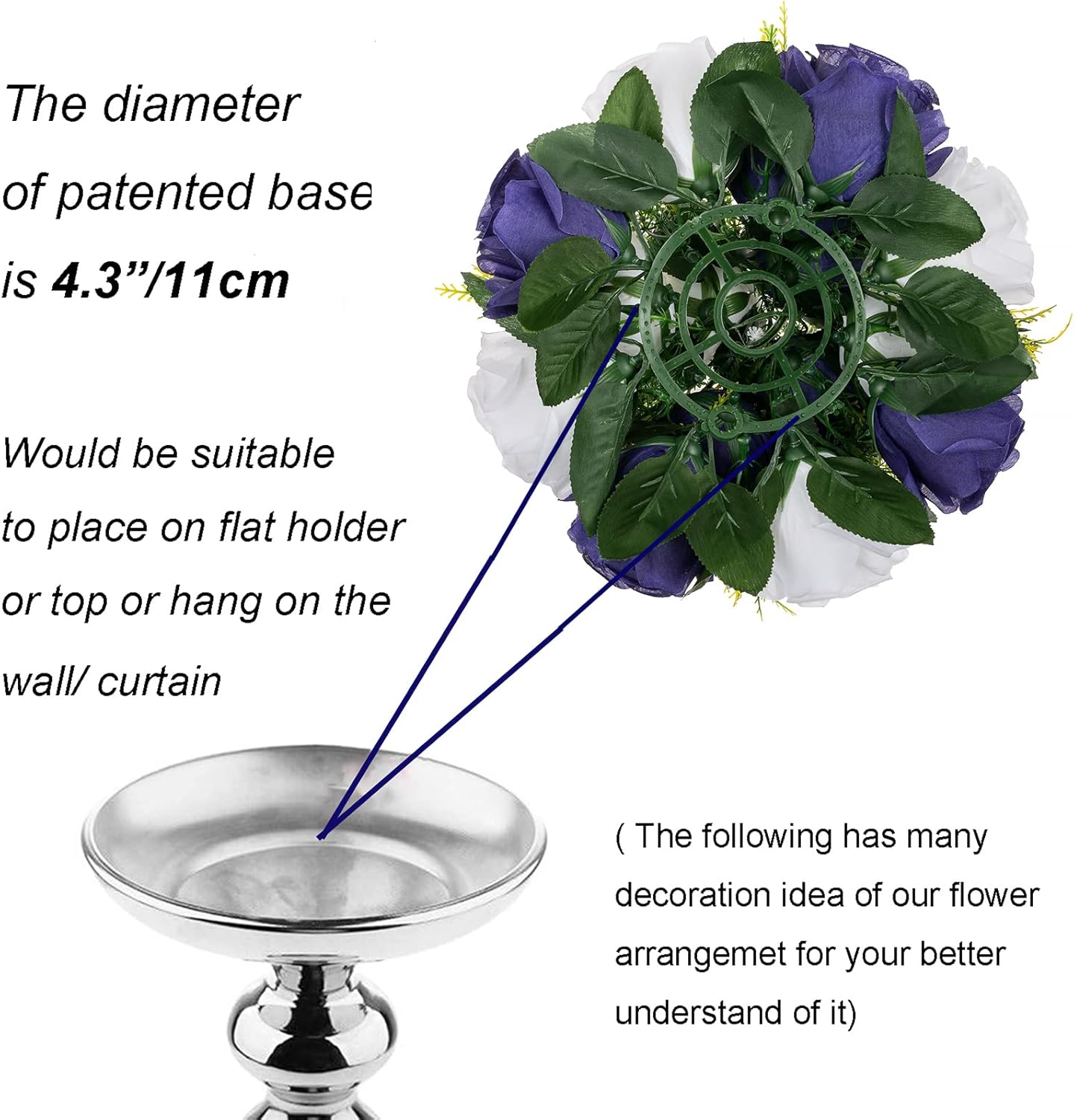 BLOSMON Navy Blue Rose Flowers: 2 Pcs Fake Floral Balls Centerpiece for Wedding Table Centerpieces - Artificial Silk Kissing Bouquet Flower Arrangement for Home Party Event Decor