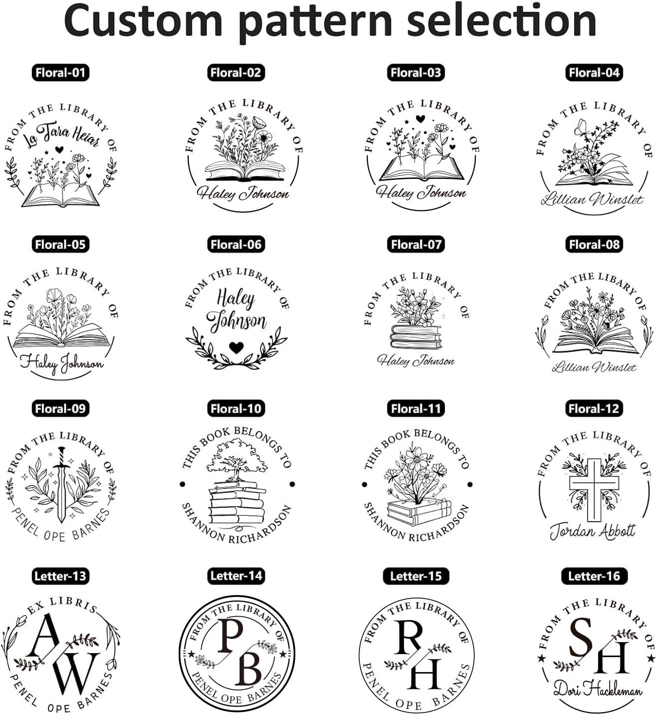 Embosser Stamp Custom - Book Stamp Personalized Gifts for Book Lovers, Readers, Home & Library Collections (Floral-05)