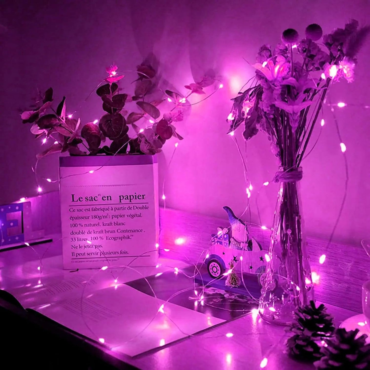 12 Pack Pink Fairy Lights 7Ft 20 LED Twinkle String Lights 3 Modes Battery Operated Waterproof Firefly Starry for Mason Jar Party Wedding Christmas Valentines Day Table Centerpieces