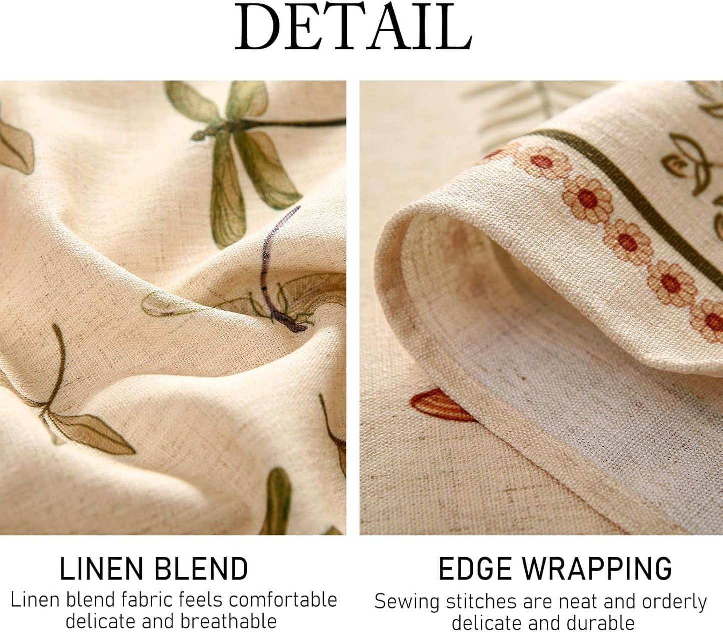 ISAENNE Designer Floral Linen Round Tablecloth,French Off White Elegant Table Cloth,Fall Washable Home Decor Tablecloths for Dining Thanksgiving Kitchen Christmas Party,Diameter 67"-Grace B