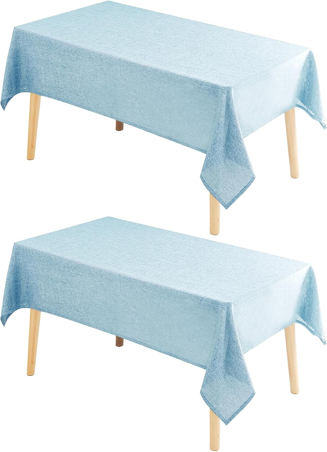 Hiasan 2 Pack Faux Linen Rectangle Tablecloth - Wrinkle and Stain Resistant Washable Table Cloth for Kitchen Dining Room Holiday Table Cover for Party Dinner, Lux Slate Blue, 54 x 108 Inch