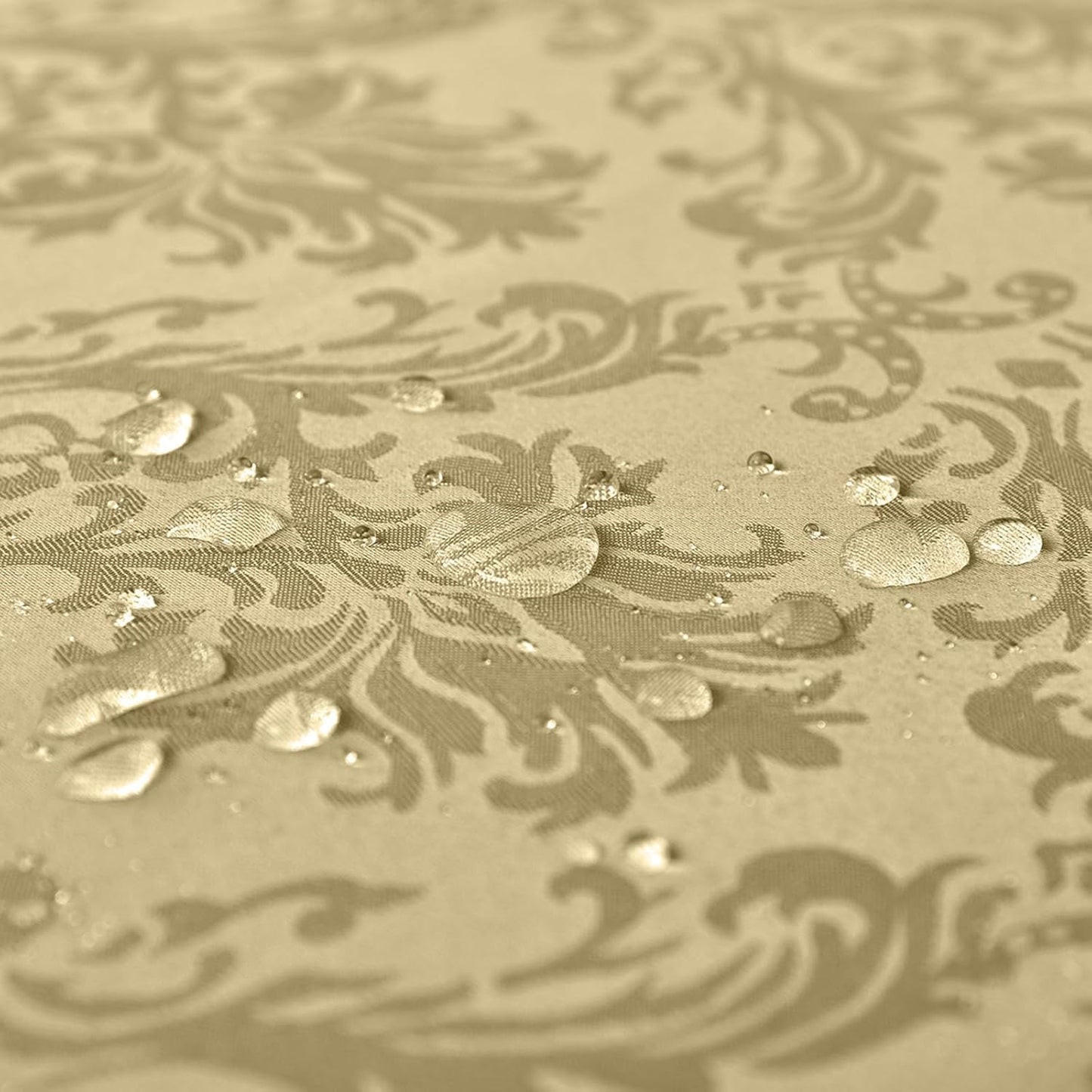 SASTYBALE Rectangle Jacquard Tablecloth - 60 x 84 Inch Spill Proof Wrinkle Resistant Damask Table Cloth, Soft Polyester Oblong Table Cover for Kitchen Parties Farmhouse, Gold