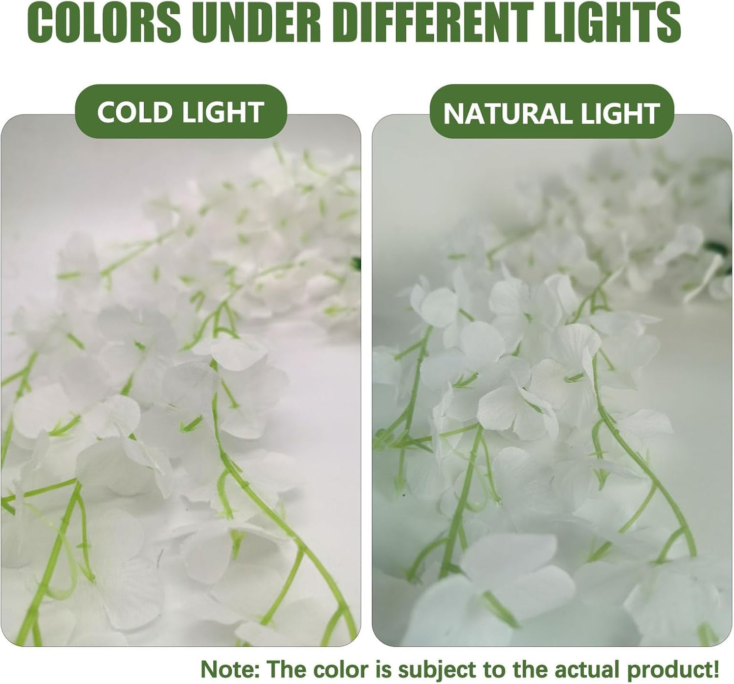 12 Pack White Wisteria Hanging Flowers, 3.44 Ft Fake Hanging Flowers, Artificial Wisteria Garland Vines for Wedding Room Backdrop Outdoor Patio Garden Decoration