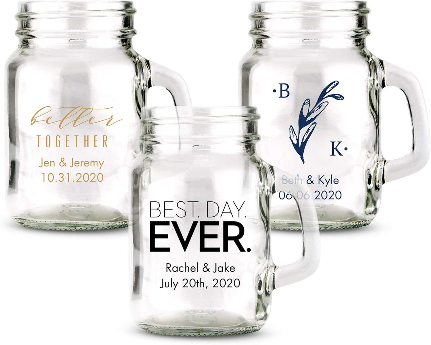 WEDDINGSTAR Personalized 4oz Mini Mason Jar Shot Glass Customizable Full Color Print - 84 pack