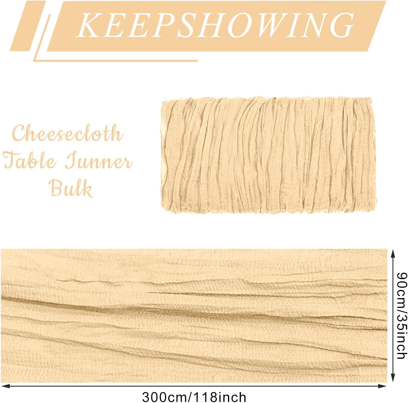 1 Pack Cheesecloth Table Runner 10Ft Christmas Gauze Boho Table Runners for Wedding Decor Bridal Shower Decorations(35" x 120")