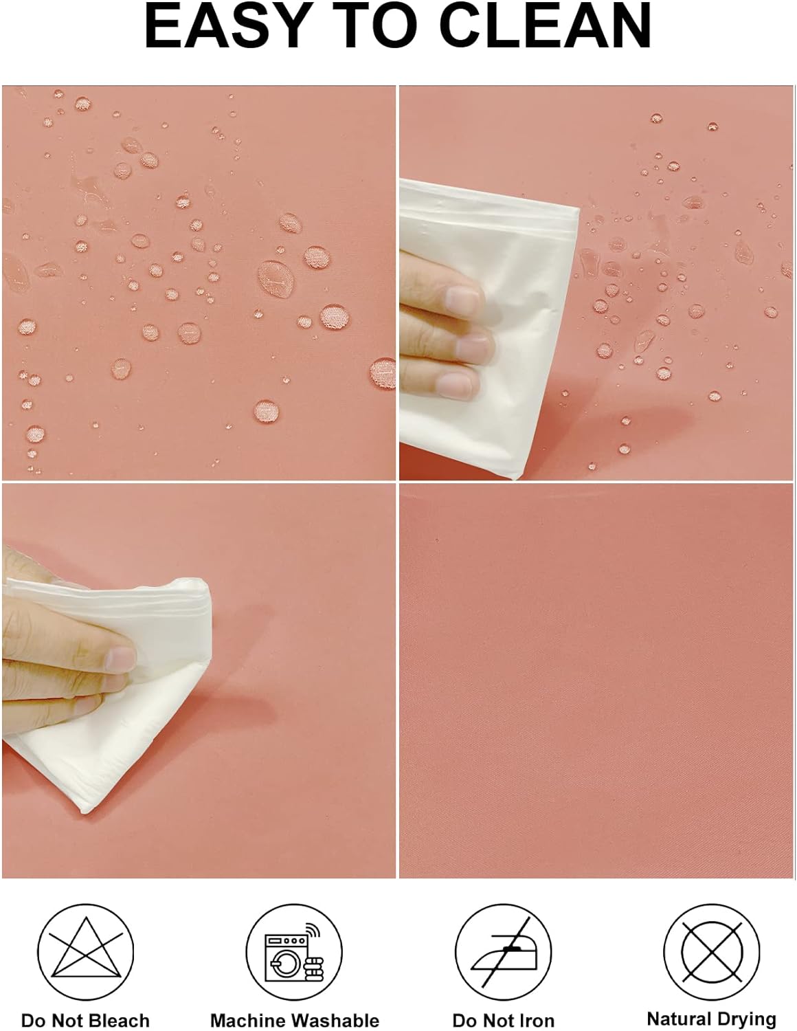 Fokitut 2 Pack Waterproof Rectangle Tablecloth, 60x102 Inch, Stain Resistant and Wrinkle Polyester Table Cloth, Fabric Table Cover for Kitchen Dining, Wedding, Party, Holiday Dinner-Dusty Pink