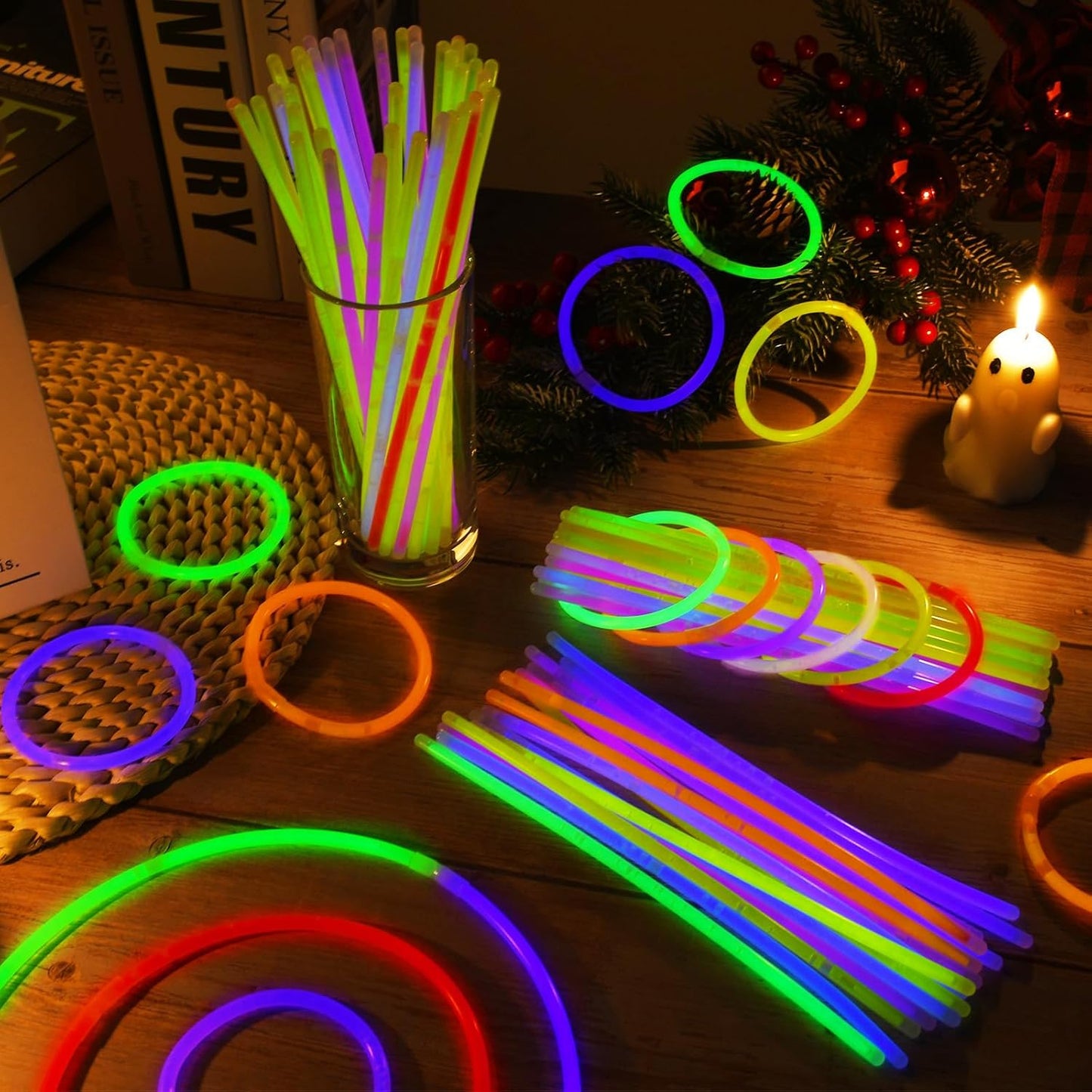 60 Pack 8” Pink Glow Sticks Bulk Bright Glow Sticks with 60 Connectors 20 Heart Glasses Glow In The Dark Party Supplies Neon Party Decorations Glow Bracelet Glasses for Holiday Carnival (Pink)