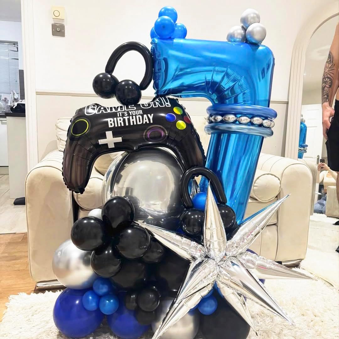 Blue 6 Balloon Number,40 Inch Number 6 Balloon Big Blue 6 Foil Mylar Helium Balloon for Birthday Party Decorations