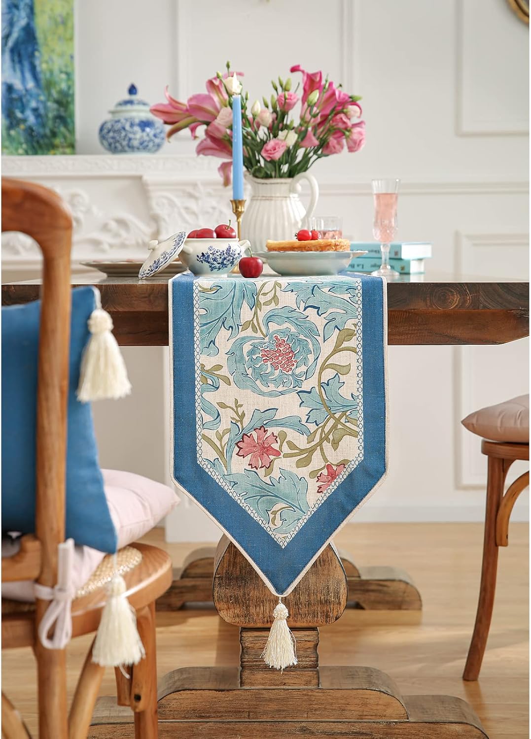 patdrea Linen Leopard Animal Table Runner Farmhouse for Home Kitchen Dining Decor Parties Family Dinners Christmas,12 x 118
