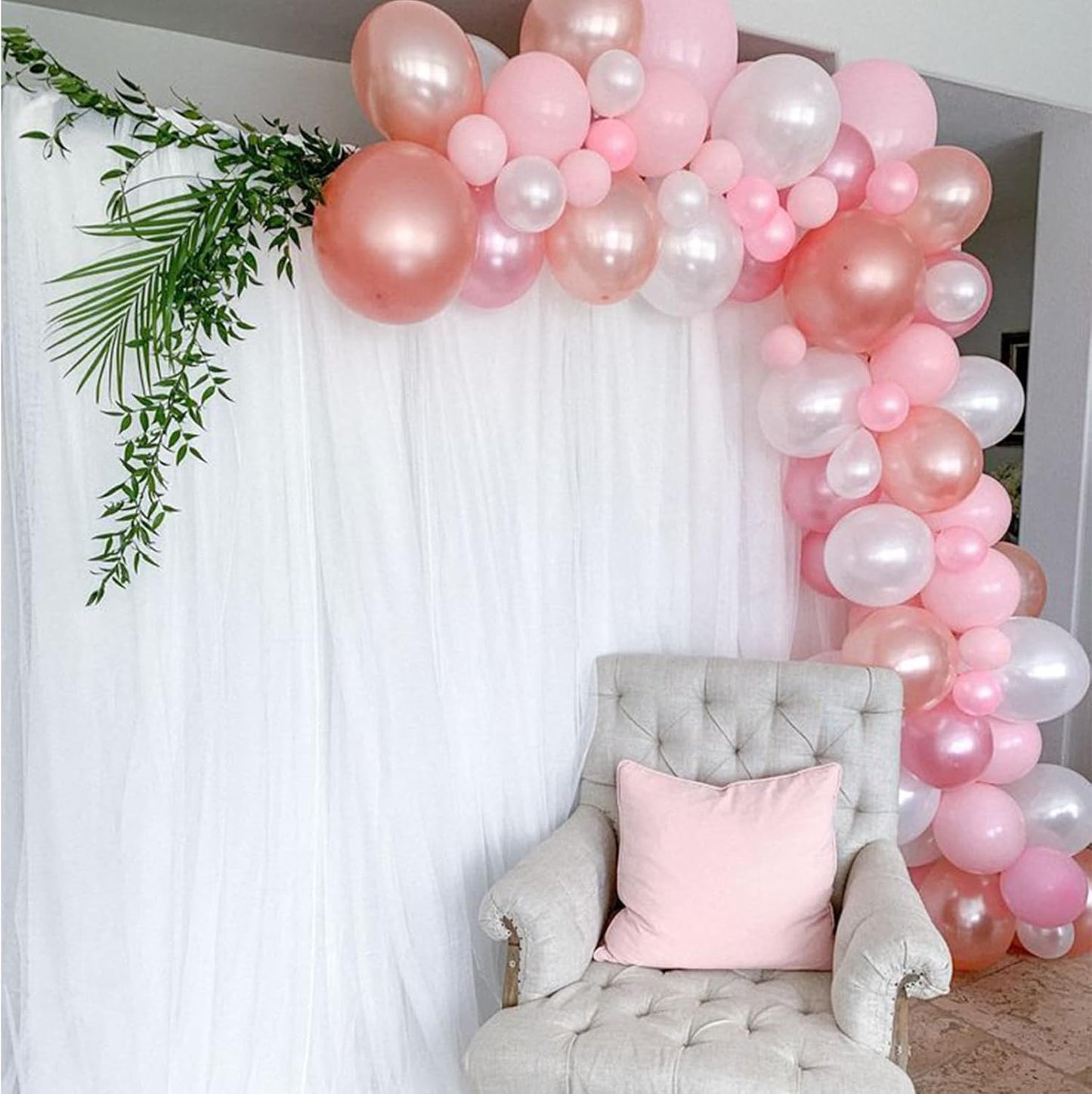 Paready Pink Balloons Set, 60 Pcs 12 Inch Pearl Balloons Metallic Macaron Pink Balloon, Pink Confetti Party Balloon for Girl Women Birthday Wedding Baby Shower Bridal Shower Decorations