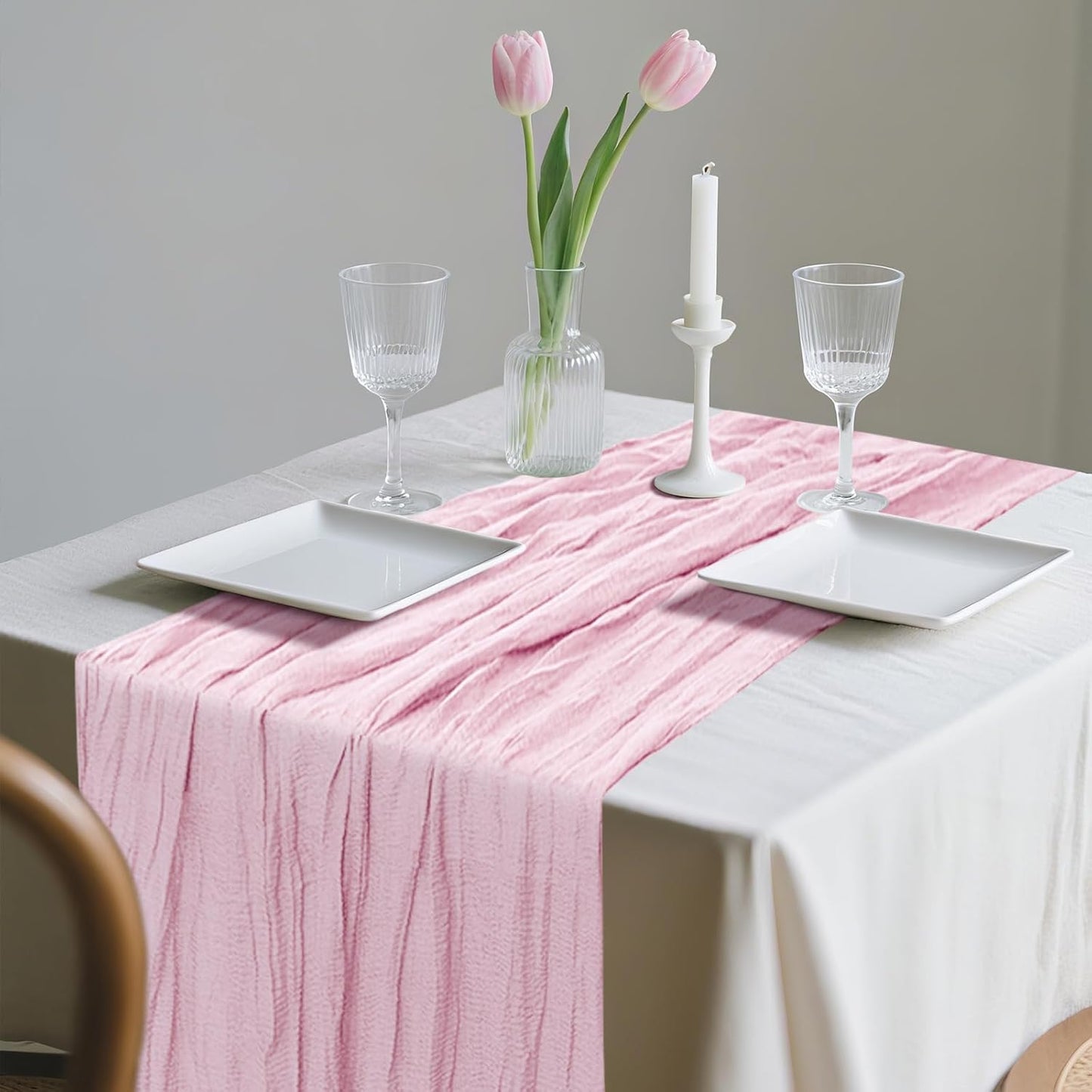 6 Pack Cheesecloth Table Runner 10Ft Christmas Gauze Boho Table Runners for Wedding Decor Bridal Shower Decorations Baby Shower Party(35" x 120")