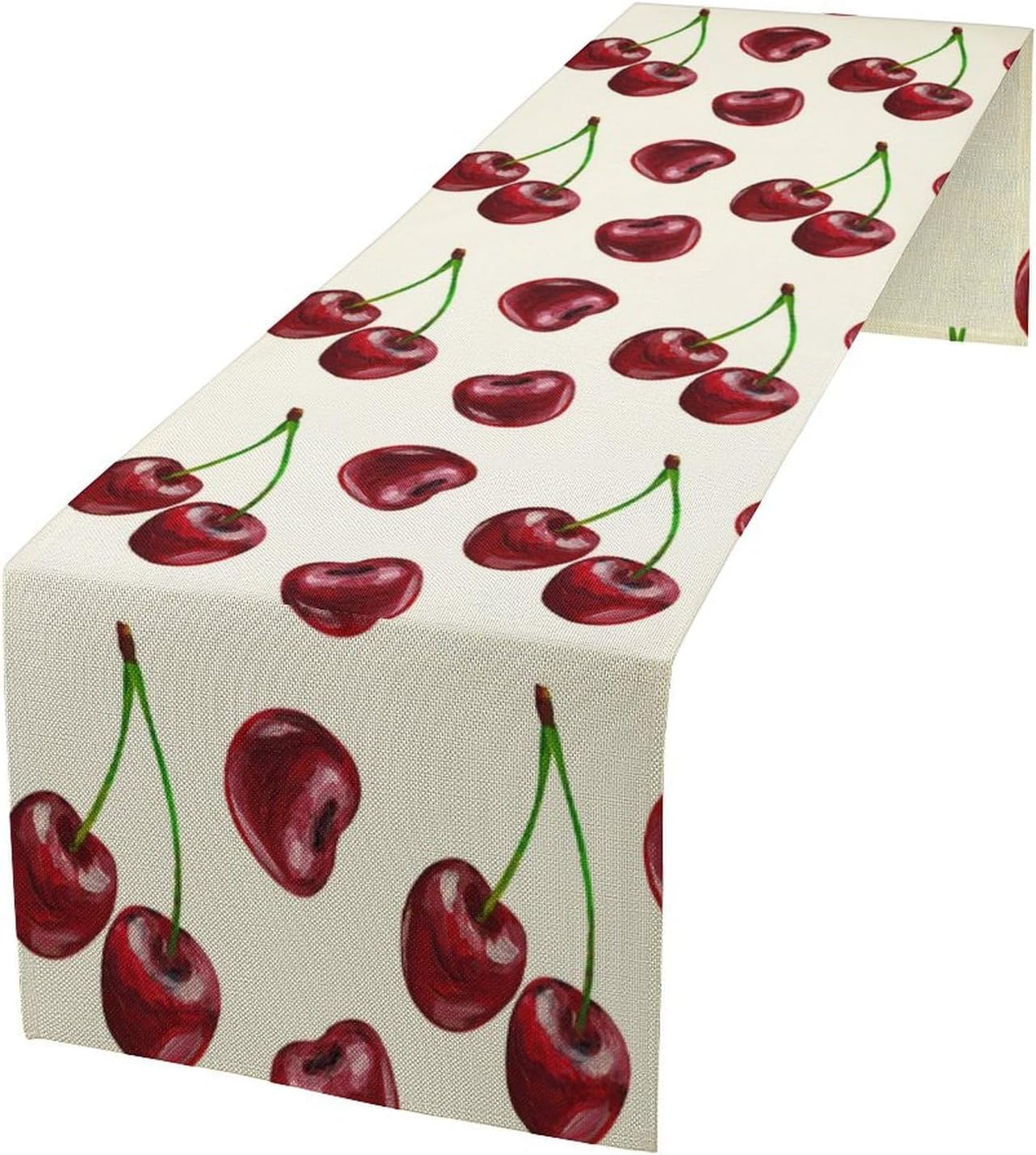 Red Cherry Table Runner Watercolor Spring Summer Wild Berry Tropical Fruit Theme Dinner Runner for Girl Baby Shower Party Holiday Home Kitchen Dining Table Decor 13x36