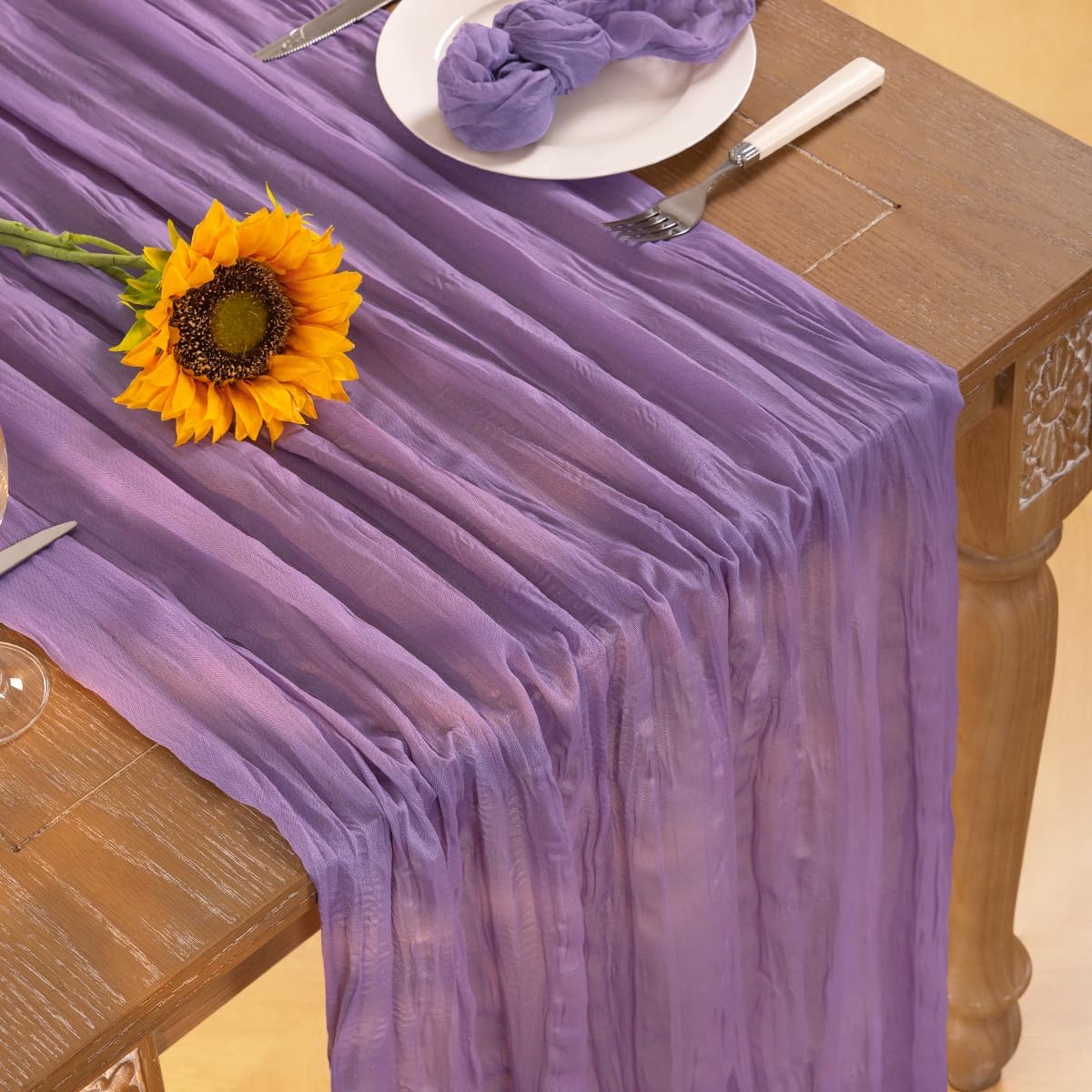 Lavender Purple Cheesecloth Table Runner Fall Table Runner Boho Gauze 120 Inches Cheese Cloth Fall Table Decorations for Thanksgiving Wedding Bridal Baby Shower Birthday Garden Party