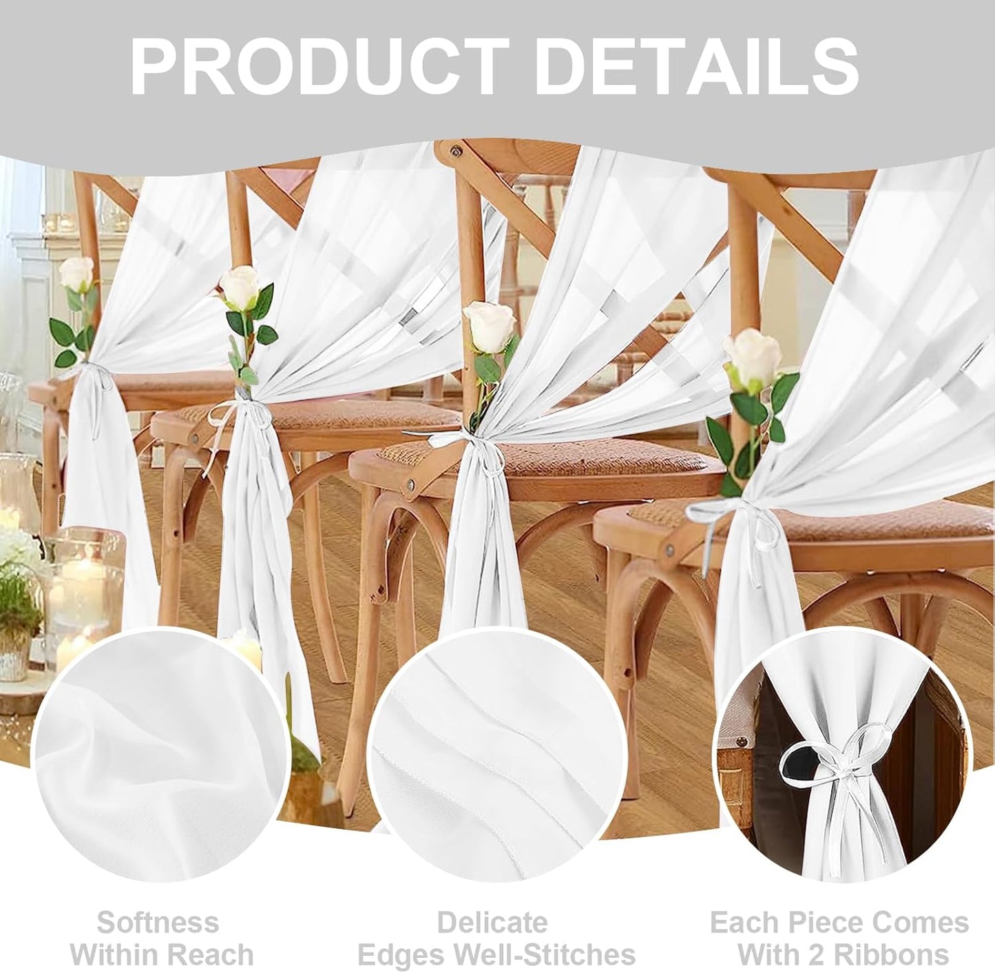10 Pack 10ft Pure White Chiffon Table Runners Wedding Table Runner Sheer Romantic Tulle Table Runner for Christmas Wedding Bridal Tea Party Baby Shower Birthday Party Table Decorations(120 x 12 in)