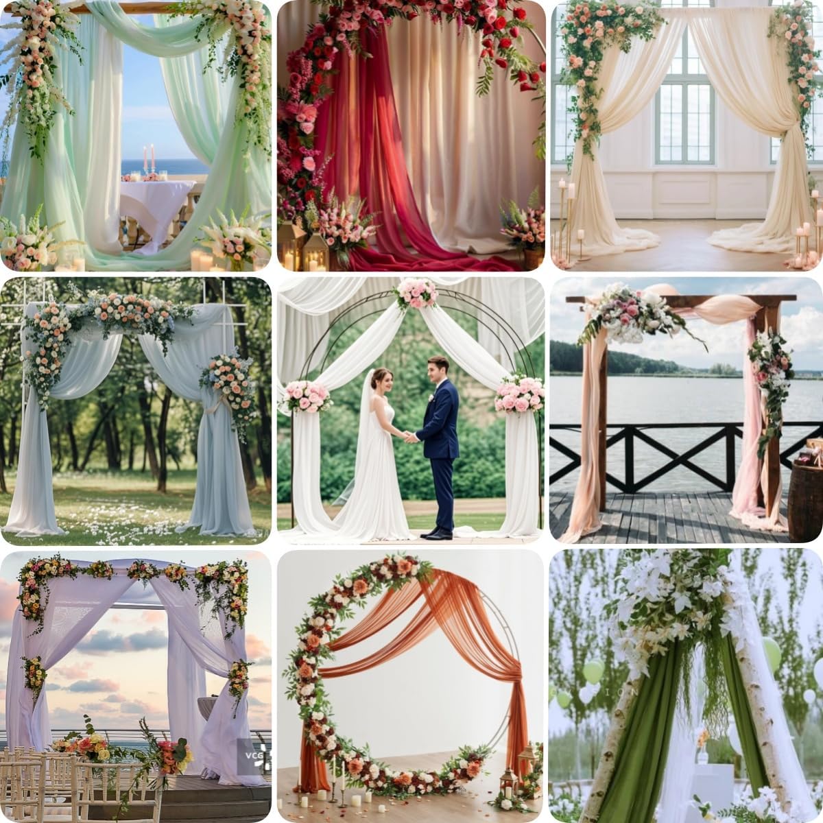 Fall Terracotta 2 Panels Wedding Arch Draping Fabric 29" x 20Ft Sheer Drapes Outdoor Curtain for Wedding Party Baby Bridal Shower Arch Ceiling Backdrop Decor