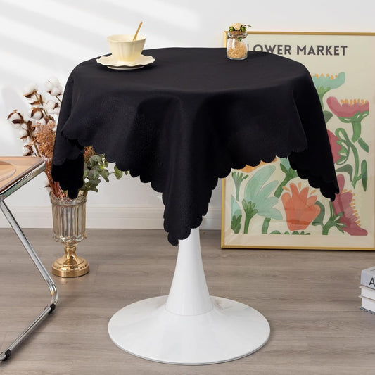 Small Square Black Tablecloth 36 x 36 Inch Polyester Fabric Washable Table Cover Decorative Wrinkle Resistant Solid Color Table Cloth for Kitchen Dinning Party Wedding Camping