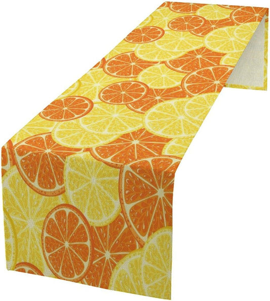 Orange Lemon Table Runner Spring Summer Orange Lemon Slices Botanical Fruit Dinner Runner for Farmhouse Baby Shower Party Holiday Home Kitchen Dining Table Decor 13x108