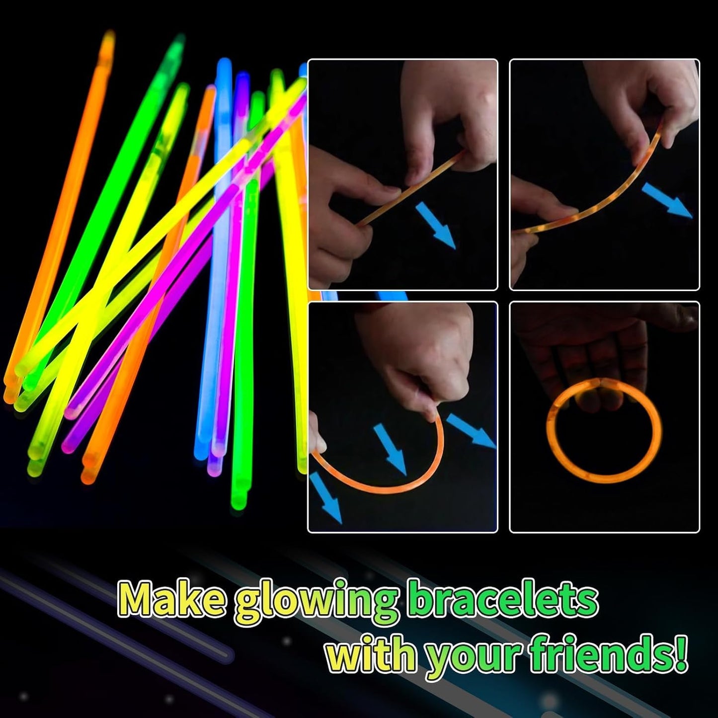 100 Pack 8” Pink Glow Sticks Bulk with 100 Connectors Neon Glow In The Dark Party favors Supplies for Holiday Birthday Party Decoration (Pink)