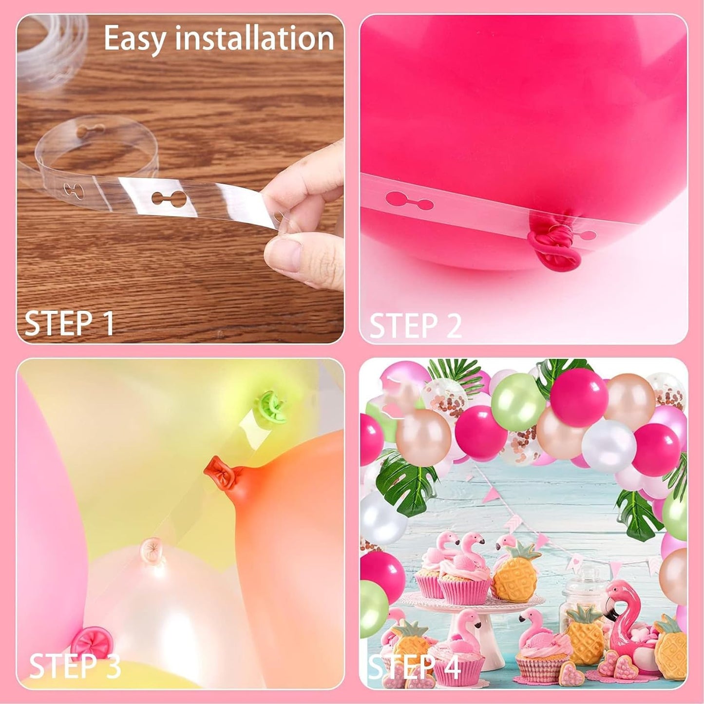 Balloon Arch Garland Kit, 5 Balloon Garland Strips - 50 Balloon Flower Clips and, Birthday Party, Wedding Decoration