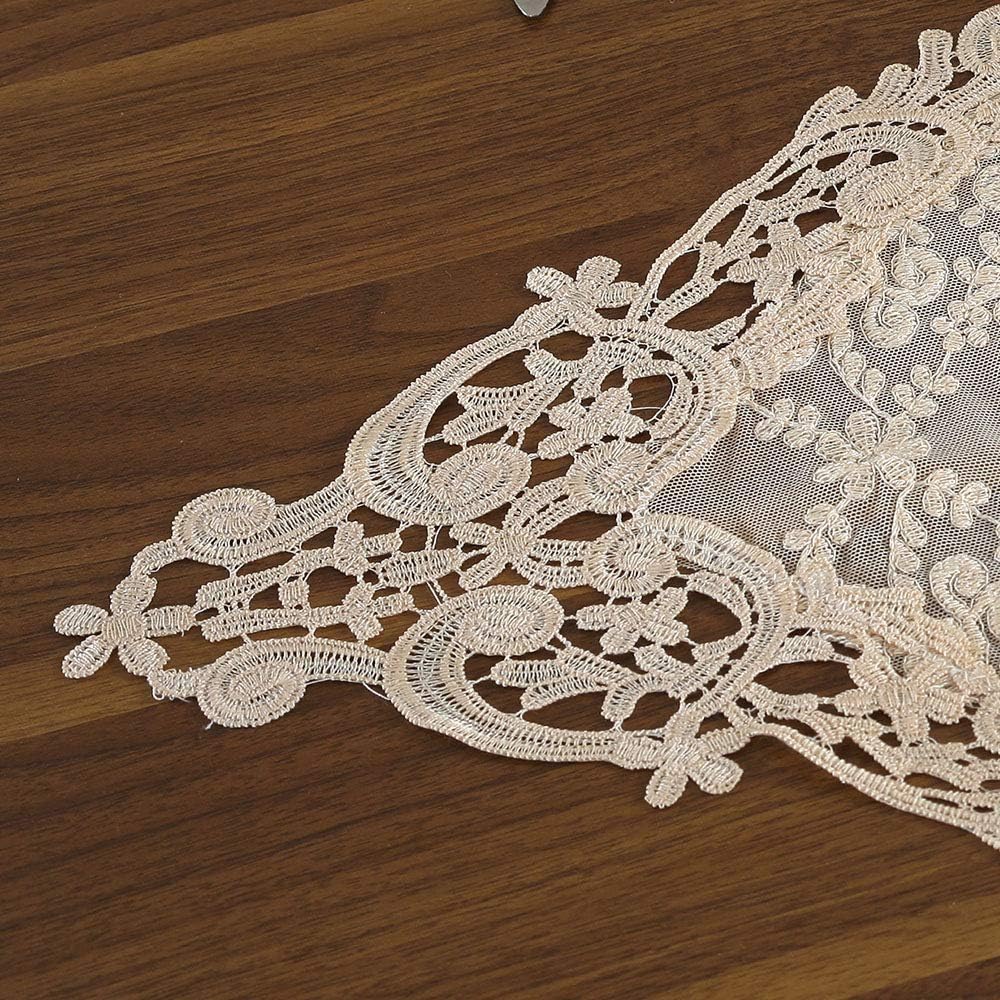ARTABLE Rectangle Table Runner Lace Macrame Embroidered Table Runners with Exquisite Vintage Shabby Chic for Holiday Wedding Long Dinner Tables (Light Gold, 12 x 36 Inch)