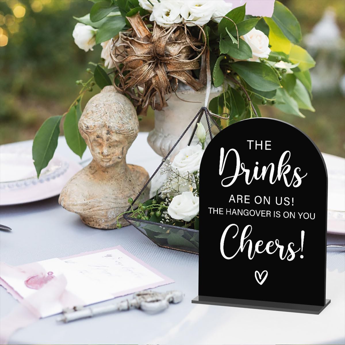 Acrylic Wedding Sign, Bridal Shower Decorations, The Drinks Sign for Ceremony, Modern Font Table Signs, Acrylic Table Top Signs for Wedding Reception and Event Party (Black)