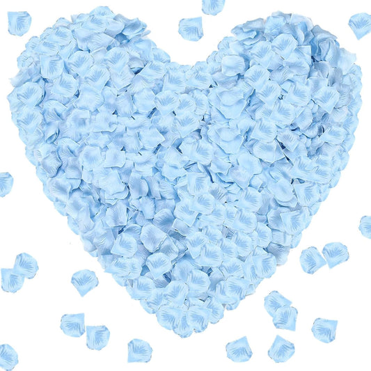 1000Pieces Rose Petals, Artificial Flower Petals Fake Rose Petals Silk Red Rose Petals for Romantic Night,Wedding,Proposal Anniversary Flower Decorations (Light Blue)