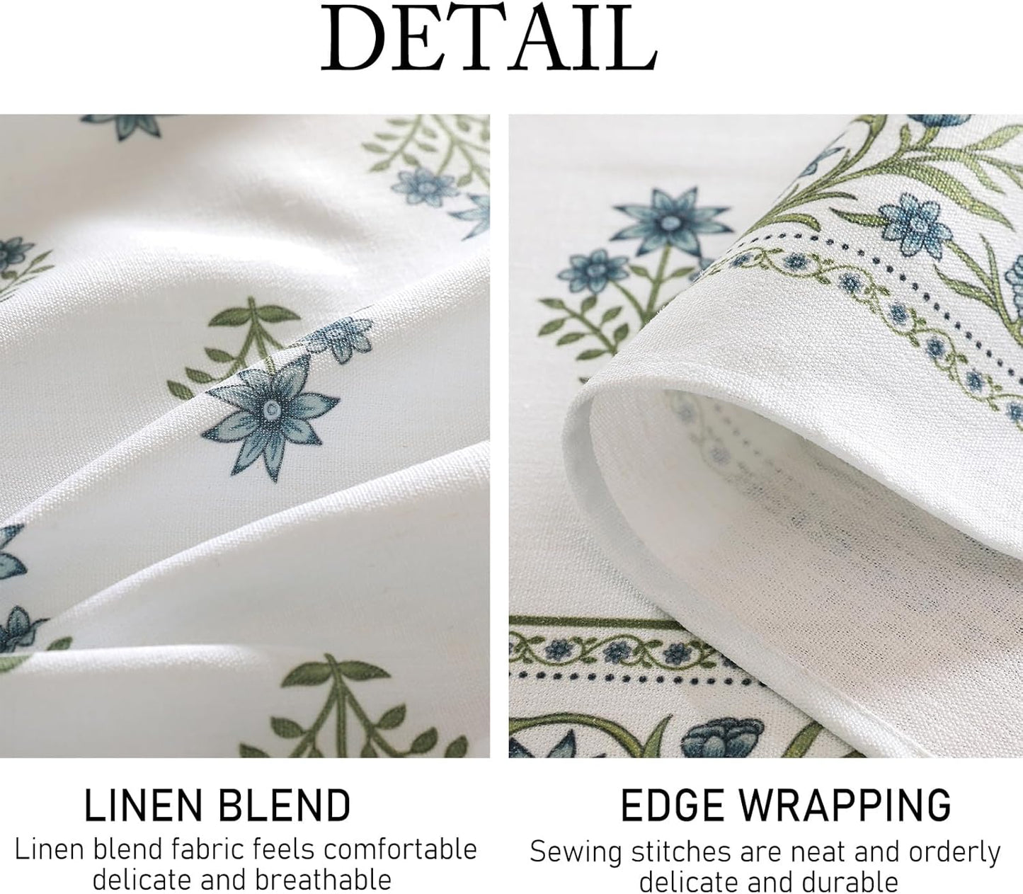 ISAENNE Designer White Linen Round Tablecloth,Chinoiserie Floral Elegant Indoor Table Cloth,Fall Stain Proof Decor Tablecloths for Dining Thanksgiving Kitchen,Diameter 67"-Mosella F