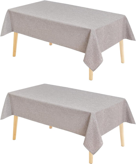 Hiasan 2 Pack Faux Linen Square Tablecloth - Wrinkle and Stain Resistant Washable Table Cloth for Kitchen Dining Room Holiday Table Cover for Party Dinner, Stone, 60 x 60 Inch
