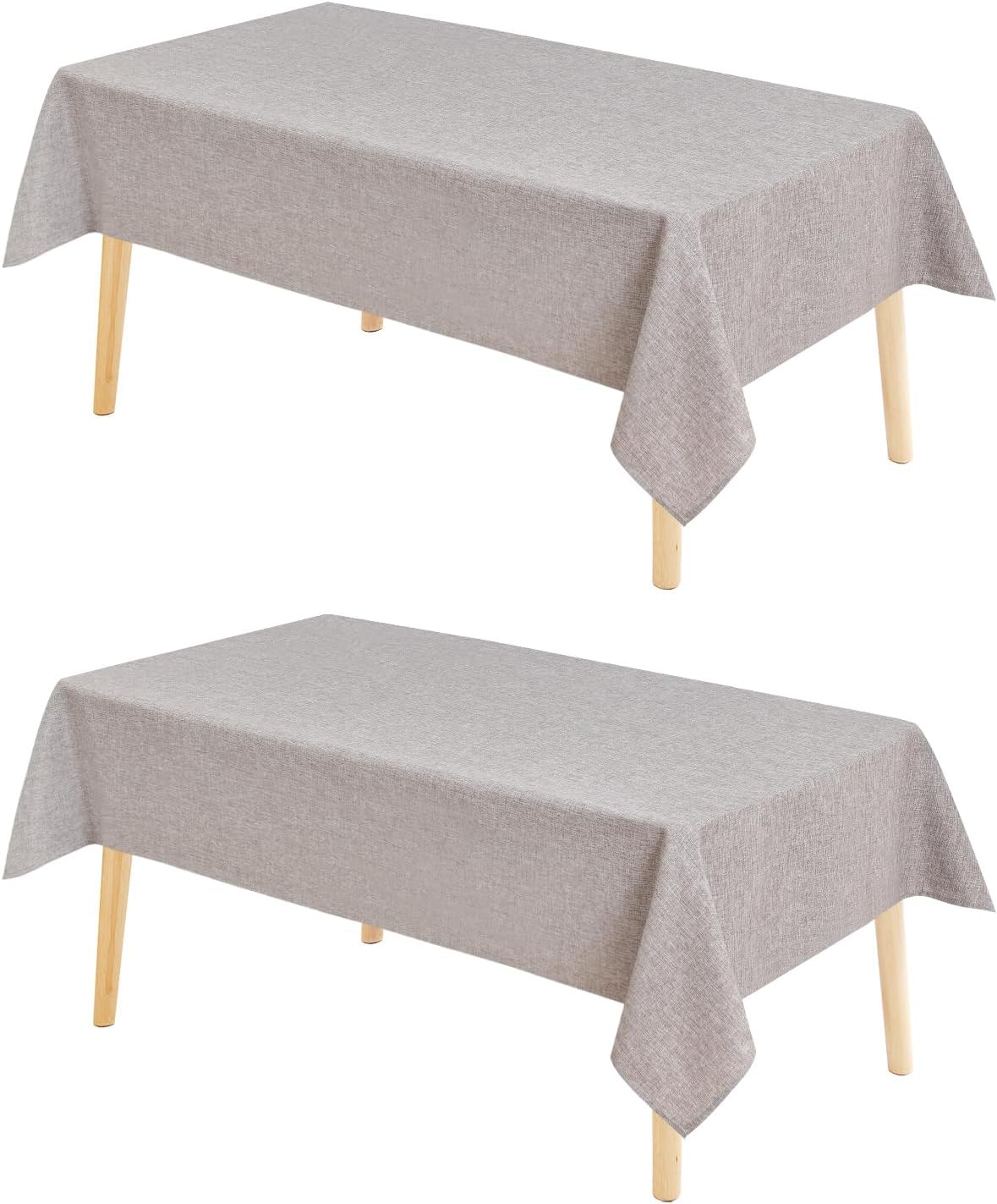 Hiasan 2 Pack Faux Linen Rectangle Tablecloth - Wrinkle and Stain Resistant Washable Table Cloth for Kitchen Dining Room Holiday Table Cover for Dinner, Stone, 70 x 120 Inch
