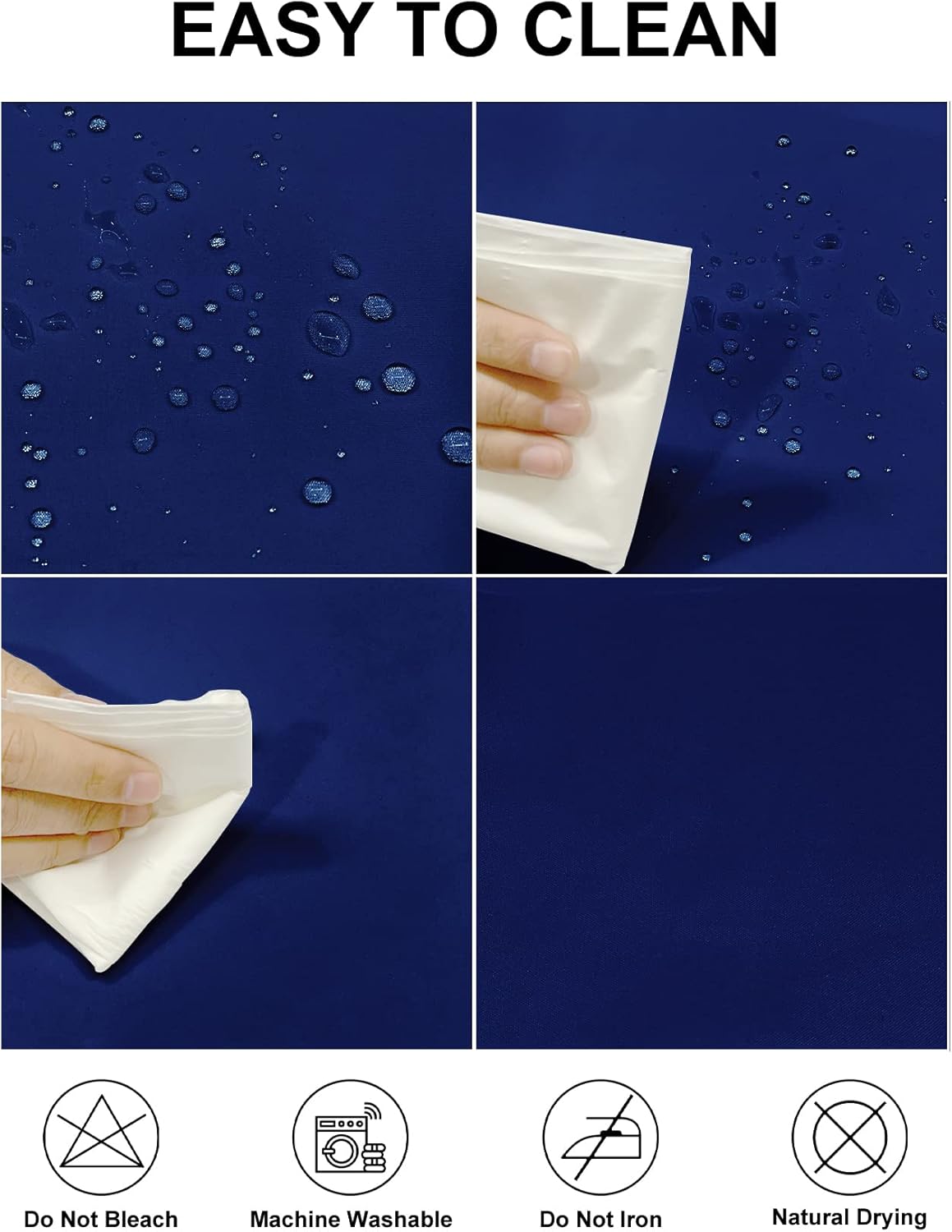 Fokitut 2 Pack Waterproof Square Tablecloth, 70x70 Inch, Stain Resistant and Wrinkle Polyester Table Cloth, Fabric Table Cover for Kitchen Dining, Wedding, Party, Holiday Dinner-Royal Blue