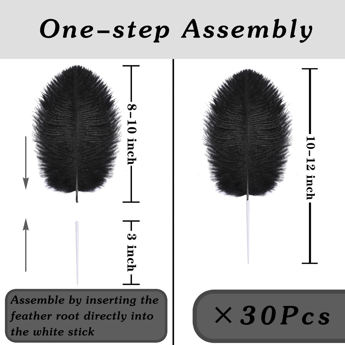 SOGUGOM Grey Craft Ostrich Feathers - 30PCS 8-10 inch Ostrich Feathers Kit for Centerpieces, Kindergarten Crafts, Dream Catchers and DIY Projects(Grey)