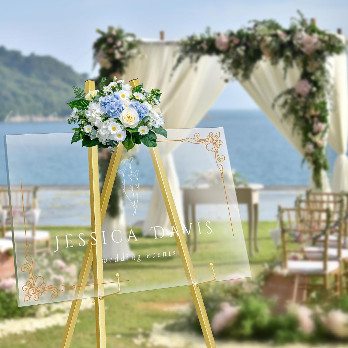 GRENTY 2 Pack Gold Easel Stand for Wedding Signs – No Assembly Needed, Heavy Duty Metal Display Stand for Art, Welcome Signs, Posters, Pictures, Paintings, and Floor Décor