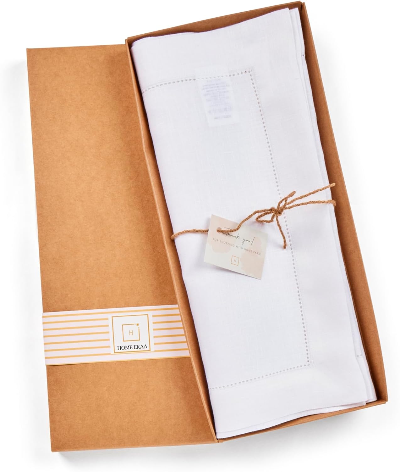 White Hemstitch Table Runner 36 inches – 100% Pure Linen Small Table Runner 14 x 36 Inch Ideal for Dresser and Coffee Tables – Elara, Spring, Summer, Wedding Decorations, Gift